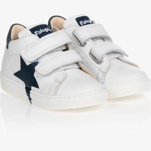 Falcotto By Naturino size 23 white & blue star leather trainers